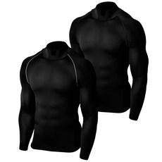 2 件套後衛男士運動訓練打底龜長袖 LT-BBBS_L