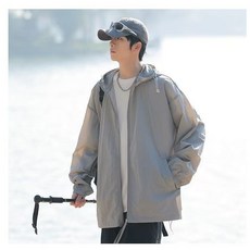 夏季輕薄涼感連帽防曬衣男款潮牌戶外山系休閒冰絲防曬服輕薄外套