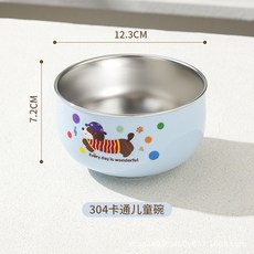 卡通兒童碗 雙層隔熱湯碗, 304藍色小狗, 1個