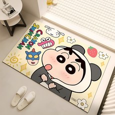 욕실 발매트 규조토 미끄럼 방지 속건 화장실발매트 주방 문어귀 매트 큐티보이, 옐로우+블랙