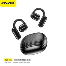 awei 開放式無線藍牙耳機 藍牙5.3 ENC通話降噪 16.2mm大動圈 25小時續航, 黑, TZ6 ows