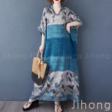 지홍 JIHONG 여름 홈웨어 데일리 롱 원피스 빅사이즈 면마 레이온 휴가 휴양지