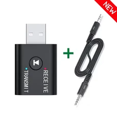 2 In 1 Bluetooth 오디오 송신기 수신기 HD 마이크 3.5mm AUX USB 스테레오 음악 무선 어댑터 차량용 키트, 04 (New) NO RCA Cable, 1개