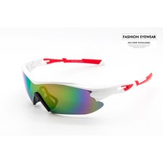 台灣製造 亮白鏡框 偏光 運動眼鏡 絢彩 電鍍 抗紫外線 騎行 太陽眼鏡, 1個, 絢彩水銀偏光片