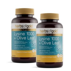 허브 오브 골드 라이신 1000 + 올리브잎 추출물 Herbs of Gold Lysine + Olive Leaf, 2개, 100정