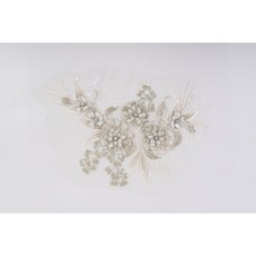 立體蕾絲貼花訂花布貼 刺繡花片服裝裝飾補丁, 1個, 杏色