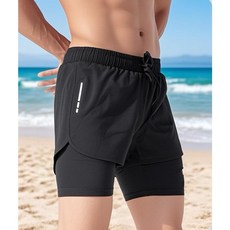 FUMEIN 투인원 멀티팬츠 워터팬츠 보드숏 숏사각 레깅스 올인원 러닝팬츠 반바지 수영복 퀵드라이 레깅스반바지 헬스반바지