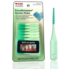 CVS Health 80pc 의 부드러운 칫솔모 브레스 브리지 임플란트에 고무 사이의 편리함 편리한 여행용 케이스, 1개