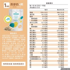 THE VEGAN 樂維根 無添加糖杏仁+鈣 植物性優蛋白 1KG, 1個, 燕麥奶