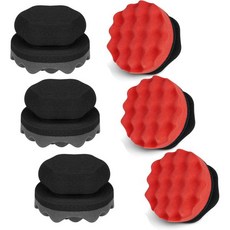 3개 세트 대형 타이어 광택제 도포용 패드 물결 모양 윤곽 폼 스펀지 광택 젖은 상태 젤 또는 밤용 빨강 초록 파랑, 6 Pack Black and Red