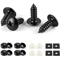 자동차 및 트럭의 번호판 프레임과 덮개를 고정하기 위한 리브티 플랫 나사 스테인리스 스틸 셀프 탭핑 마운팅 볼트 4세트 블랙, 4PCS, Burnt Titanium