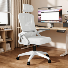 키루에 의자 컴퓨터의자 책상의자 사무용의자 학생 사무실의자 공부의자 사무실 회의실 독서실 사무용 컴퓨터 의자 푹신한 메쉬 의자, 화이트 헤드레스트