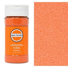 Mystic Sprinkles 단색 Nonpareils 107.7g(3.5온스) 병 (스파클링 로즈 골드), 매혹적인 산호