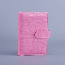 A5/A6 PU 마카롱 악어 패턴 루스리프 전용 커버 바인더 유제품 여행자 가죽 노트, A5, pink