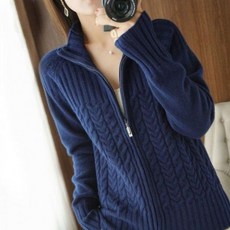 캐쥬얼 여성 트렌디 아우터 니트 집업 가디건 네이비 exg+86751yB