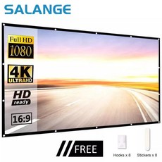 롤러블스크린 휴대용 프로젝터 스크린 16:9 야외 영화 여행용 홈 시어터 HY300 60 84 100 120 150 인치, 2) 84 인치