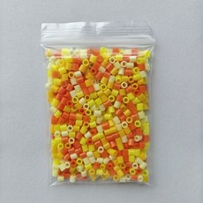 臺灣出貨 拚豆 材料包 diy 拚豆工具 拚豆包 1000粒 5mm拚豆補充包 手工益智拚圖玩具融閤豆, 1個, 5mm大豆黃桔混色1000粒