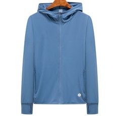 夏季透氣連帽外套 情侶反光拉鏈防曬衣, 無規格, 男鐵石藍