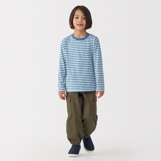 [무인양품] 키즈 가볍고 건조가 빠른 크루넥 긴소매 긴팔 티셔츠(보더 타입) CB1O9A5S 티셔츠 477202