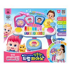 핑크퐁 베베핀 드럼피아노 말하고 노래하는 딩동댕 드럼 피아노 악기 음악 놀이 세트, 1개