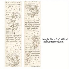 1 롤 빈티지 시 티켓 편지 식물 Washi 강력 접착 테이프 장식 Decora Diy Scrapbooking 스티커 라벨 216106, C