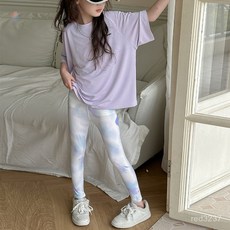 臺灣熱銷 女童夏季新款2025寬鬆T恤女孩休閒透氣短袖t涼感炫彩瑜伽褲鯊魚褲