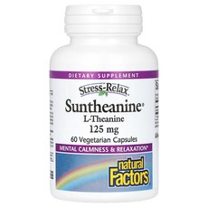 Natural Factors Suntheanine L-Theanine 네츄럴 팩터스 선테아닌 엘 테아닌 125mg 60베지캡슐, 120g, 1개, 60정