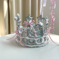 왕관 풍선 모자 생일 파티 용품, 2개, 핑크리본