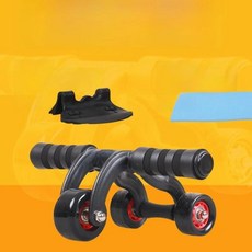 홈 피트니스 복근 휠 운동 기구 코어 강화 트레이닝 도구 복부 슬리밍 사선 라인 형성, 4. 무릎 패드와 브레이크가 장착된 3륜 안정적인 블랙, 기본