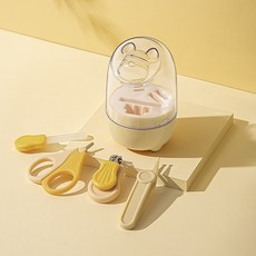 婴儿指甲剪新生儿宝宝指甲刀套装儿童指甲钳安全剪刀防夹肉指甲锉, 1個, 罐装小熊4件套黄色:1個