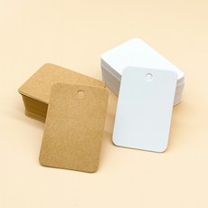 (100매) 직사각 무지 종이택 라벨택, 화이트
