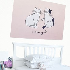 아이방꾸미기 핑크 고양이 대형 거실 벽걸이 태피스트리 쓱템, 1개