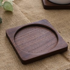 로고 받침 매트 나무 둥근 사각형 호두 머그잔 안경 8cm, 1 pcs, Walnut square 3