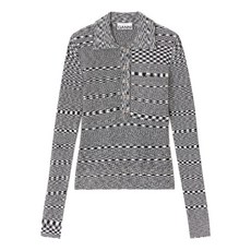 가니 스페이스 다이 체크 폴로 넥 탑