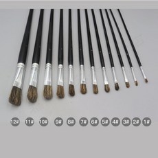 새로운 개념 페인트 브러시 멧돼지 갈기 유화 물 분말 아크릴 네일 라운드 헤드 긴 검은 막대 세트 6, 1개