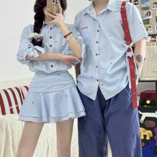 커플 시밀러룩 티셔츠 원피스 신혼여행 하와이안 반팔 패밀리룩 긴팔 바캉스 웨딩촬영 휴양지 드레스