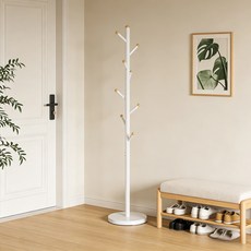 HS A Living 탄소강 스탠드 행거 다기능 옷걸이, 원목 스타일