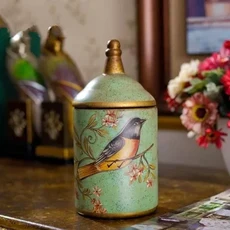 빈티지 세라믹 주방 항아리 보관 레트로 차 캔디 설탕 페인트 탱크 요리 WF1023303, 04 GREEN