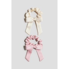 H&M 브랜드관 리본 머리끈 2피스 세트 라이트 핑크/크림 1341360001