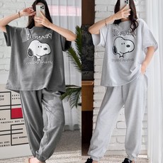 Mint Winnie 女式短袖史努比套裝花生短袖 T恤慢跑褲訓練套裝旅行裝居家裝休閒寬鬆大碼