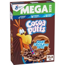Cocoa Puffs Chocolatey Breakfast 시리얼 통곡물로 제작 메가 사이즈 731.4g(26온스), 1, 731.4g