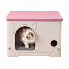 그램도그 길고양이 여름집 고양이 하우스 숨숨집, 1개, 핑크