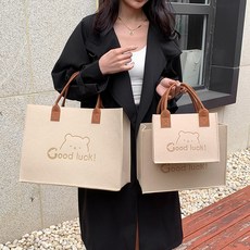 가온라이프 가벼운 부직포 가방 선물 쇼핑백 3종 세트 장바구니 답례품 포장용 도시락 가방, 1개, 크림세트