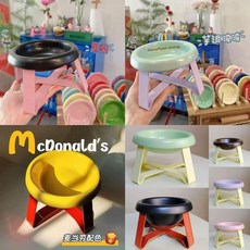 簡約飛碟pecolo打翻架寵物碗, 1個, 】 pecolo 猫咪咪咪咪【工商工商工商】,高顏值【9cm紅架+黃色碗】