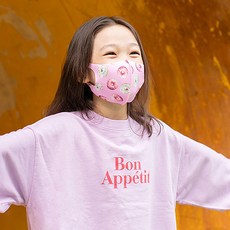 WH0546 도넛 빨아쓰는 마스크-핑크 유아 주니어 빨아쓰는 마스크 캐릭터 아동 중학생 면 초등학생 dew+10241pQ