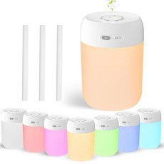 BAMCOO 휴대용 소형 가습기 650ml 다채로운 미니 7가지 색상 및 따뜻한 조명 침실 사무실용 Dsektop(화이트), BAMCOO 휴대용 소형 가습기, 650ml 다채로운