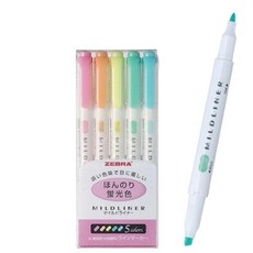 아트박스/지브라 [00032238] 마일드라이너 형광펜 5색세트 에센티소프트 MILD LINER, WKT7-5NC