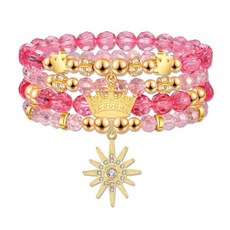 해외 NLCAC 핑크 그린 마녀 공주 우정 매칭 팔찌 크라운 모자 Elphaba Glinda 팬 상품 주얼리 BFF 커플 액세서리 선물 M 비즈 보석 없음 미국매장정품+ 173, 핑크 프린세스.