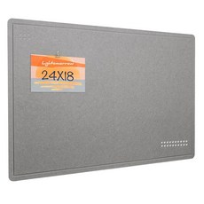 대형 게시판 - 48 x 36 인치 벽용 장식용 펠트 핀 보드 4' 3' 접이식 사진 디스플레이 보드 자체 접착 테이프 20개의 푸시 회색, Gray, 24 18 inches