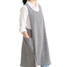 데코에버 찰랑 파스텔체크 원피스앞치마 옆주머니형 M 55~66반, 블랙, 1개